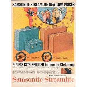 1959 Samsonite Streamlite Luggage Vintage Print Ad International Cruise Travel